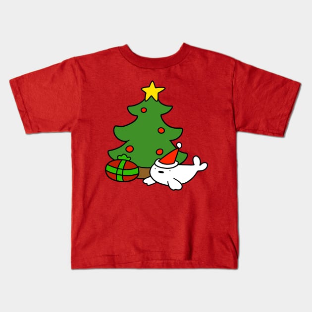 Christmas Baby Harp Seal Kids T-Shirt by saradaboru